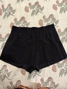 Athleta Black Women's Athletic Shorts with Ribbed High Waistband